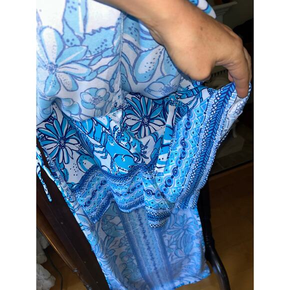 NWT Lilly Pulitzer Donna Maxi Romper Succulent Blue Popup Coronado Crab Size 2 - Picture 8 of 15